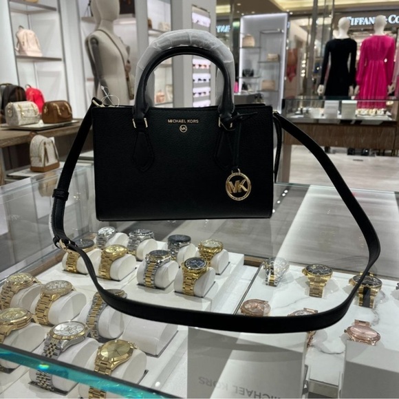 MICHAEL MICHAEL KORS Valerie Small Pebbled Leather Satchel Black NWT - Picture 8 of 16